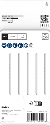 Listi vbodne žage Bosch PRO Plastics T302H za čiste reze PVC-ja.